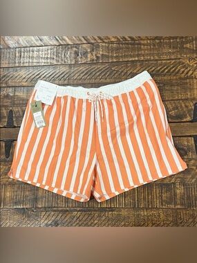 Swim trunks Orange and White Striped Shorts